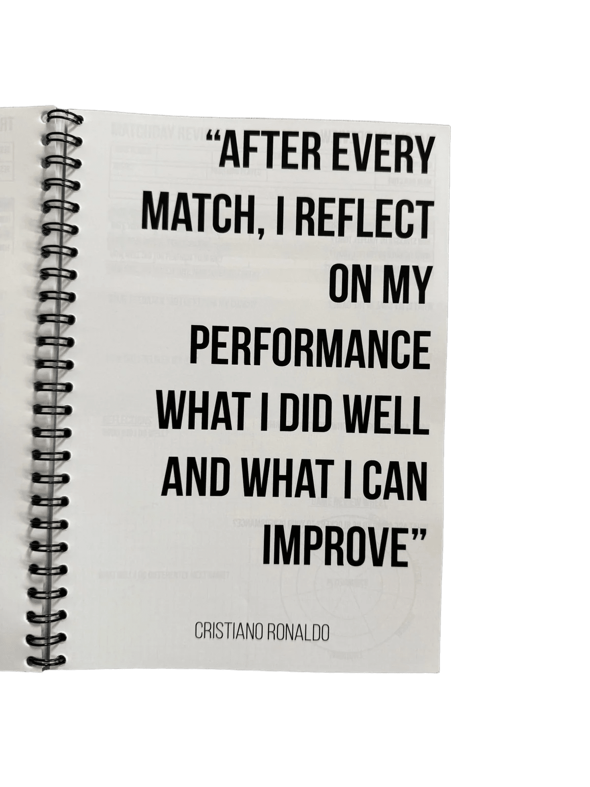 Reflection quote page printed inside the journal